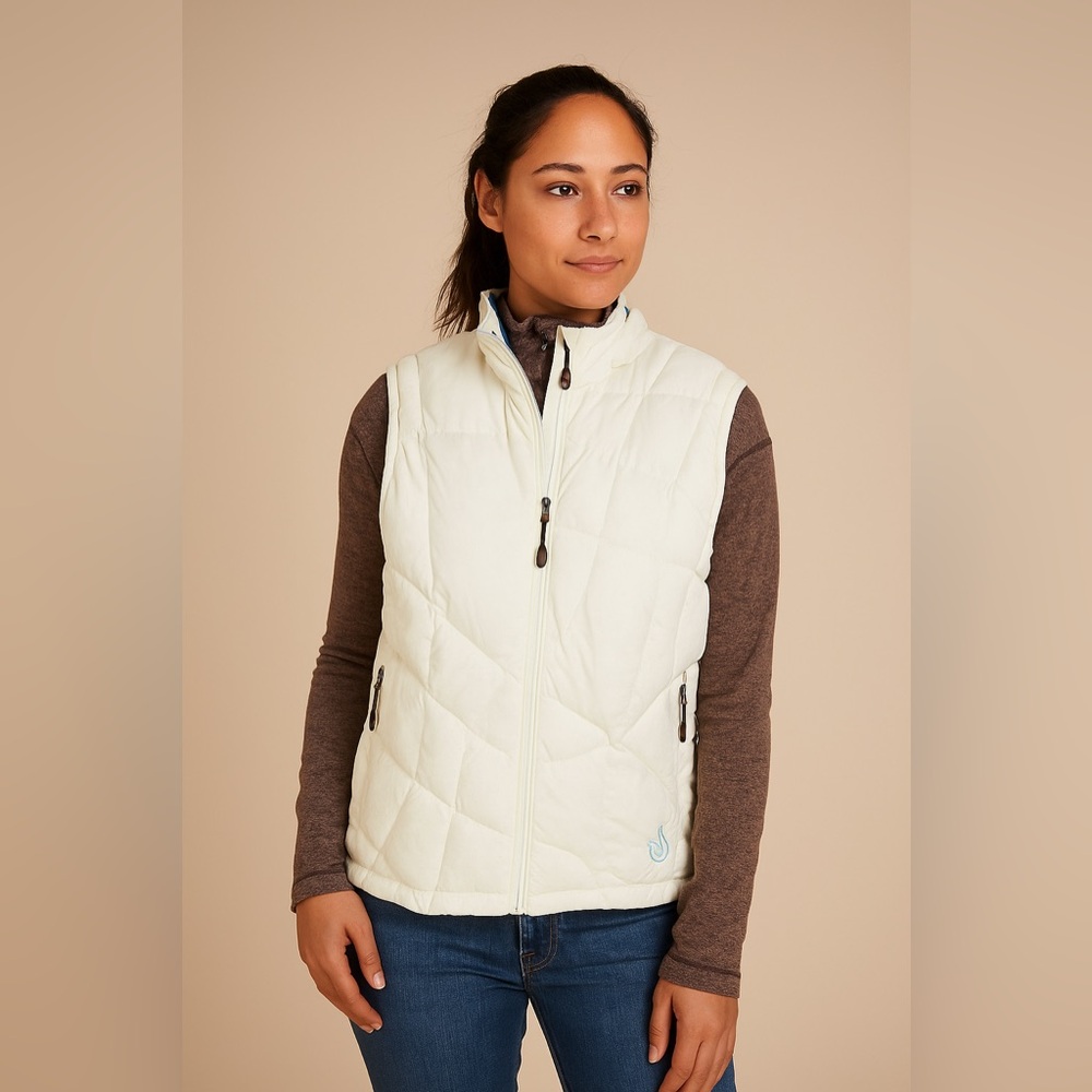 Isis Ivory Full Zip Hooded Down Vest Size 8